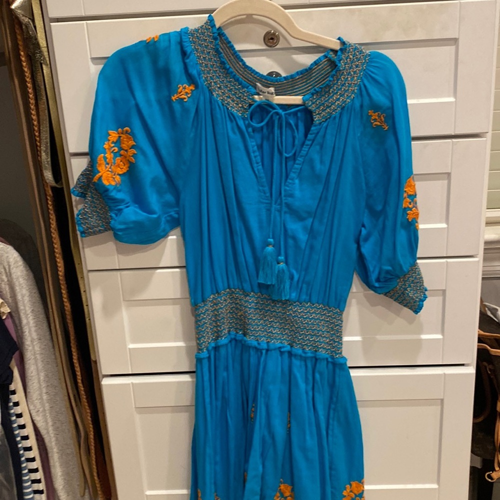 Roller Rabbit XXS mini dress turquoise and orange